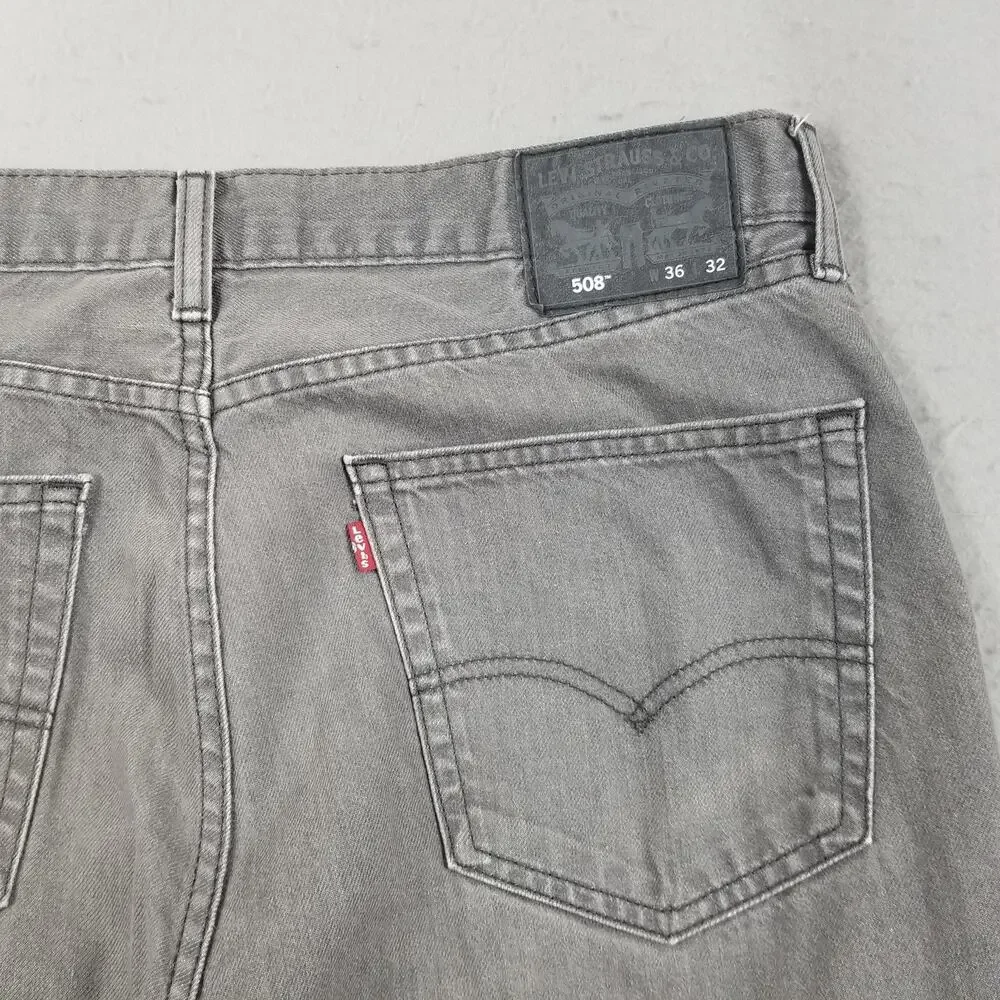 Levis 508 Jeans Mens 36x32‎ Gray Denim Regular Tapered Leg Casual Light Wash